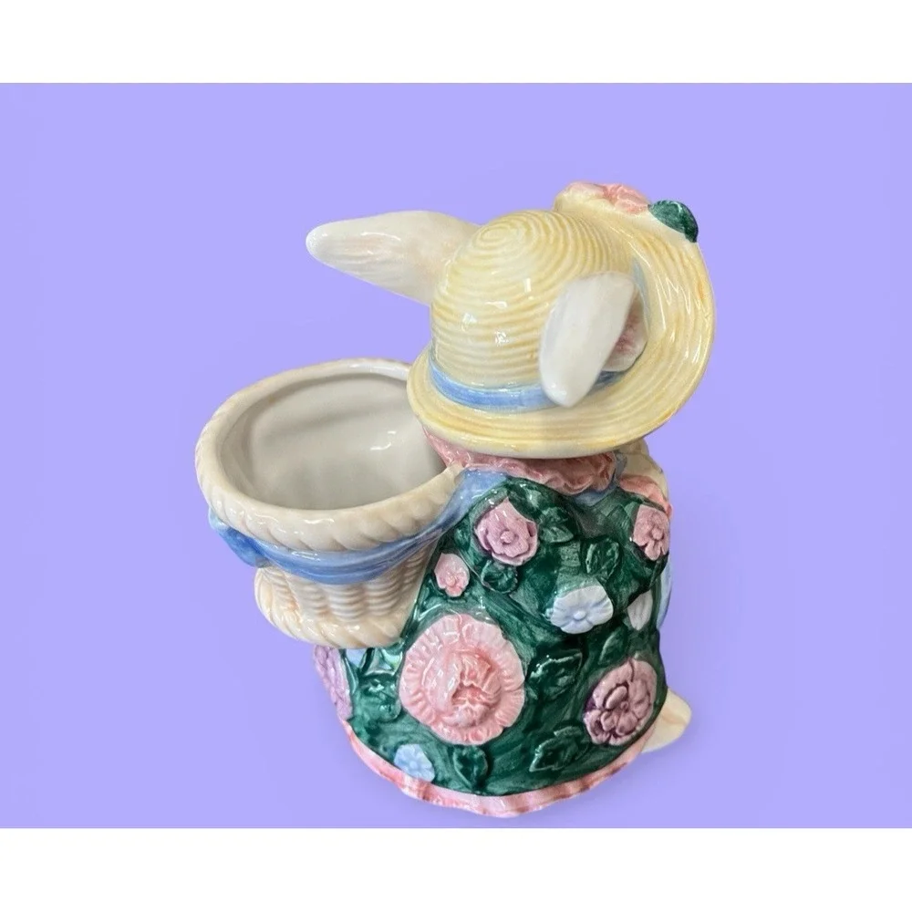 Fitz & Floyd Bloomer Bunny Rabbit Bud Vase Easter Spring Garden Cottagecore Pink